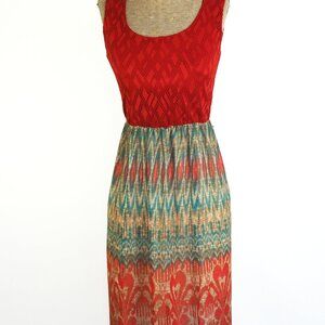 Red  & Bottom Print Dress